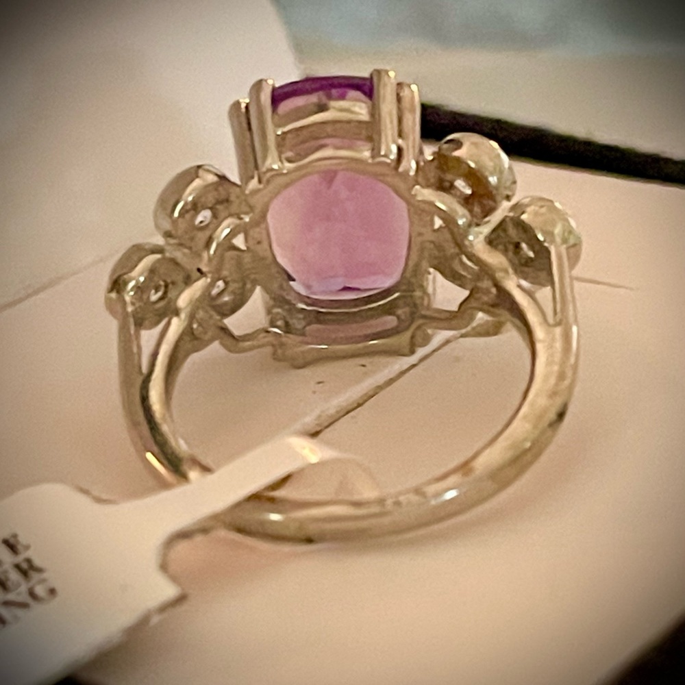 3.00CT Amethyst/White Topaz Ring - Picture 3 of 5